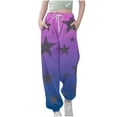 thumbnail image 1 of Girls Joggers Pants with Pockets Gradient Color Stars Printed Sweatpants Cinch Bottom Loose Wide Leg Trosuers (5-6 Years, Purple), 1 of 5