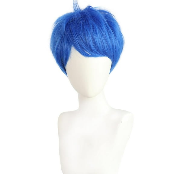 Girls Joy Blue Wig Short Layered Anime Cosplay Costume Party Wig (Blue)