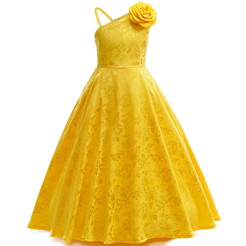 open lace back dress Zapaka Women Yellow Long Prom Dress A-Line Halter Pleated Tulle Tiered Party Dress with Embroidery, Yellow / US14 main image 0