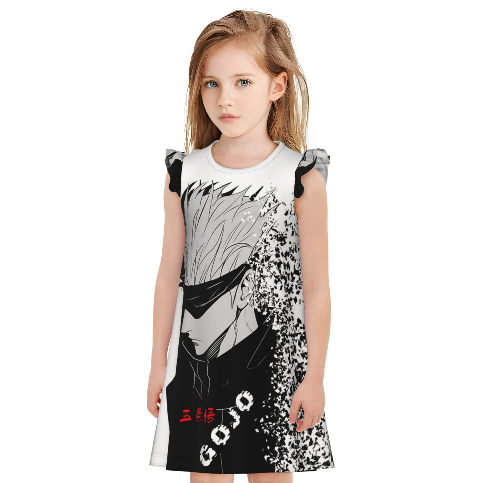 【YOURNUS】Night Printing Half Sleeve Girls Jujutsu Kaisen Gojo Pajamas Dress Cartoon Printed