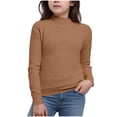 thumbnail image 1 of Girls Jumpers Thermal Kids Half Turtleneck Pullover Casual Fashion Sweater Elegant Fall Winter Long Sleeve Top for Girls Coffee 5-6 Years, 1 of 5