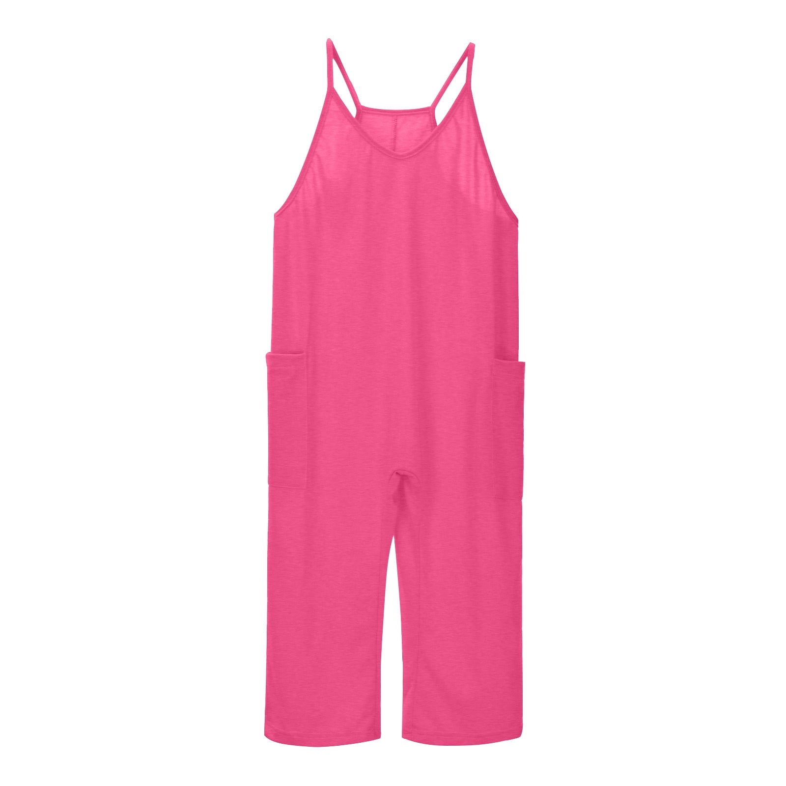 Girls Jumpsuit 6 7 Years Sleeveless Spaghetti Strap Loose Long Pants With Pocket 1 Piece Casual Romper