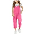 thumbnail image 1 of Girls Jumpsuit Casual Sleeveless Casual Plain Color Overalls Spaghetti Strap Romper Long Pants with Pockets Teen Girl Clothing for Kids 4-5 Years, 1 of 3