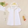 thumbnail image 1 of Girls Jumpsuit Graphic Print Hooded Short Sleeve Zippered Swim Cover Up Romper for Beach Rompers for Girls WH4 5 Years-6 Years, 1 of 8