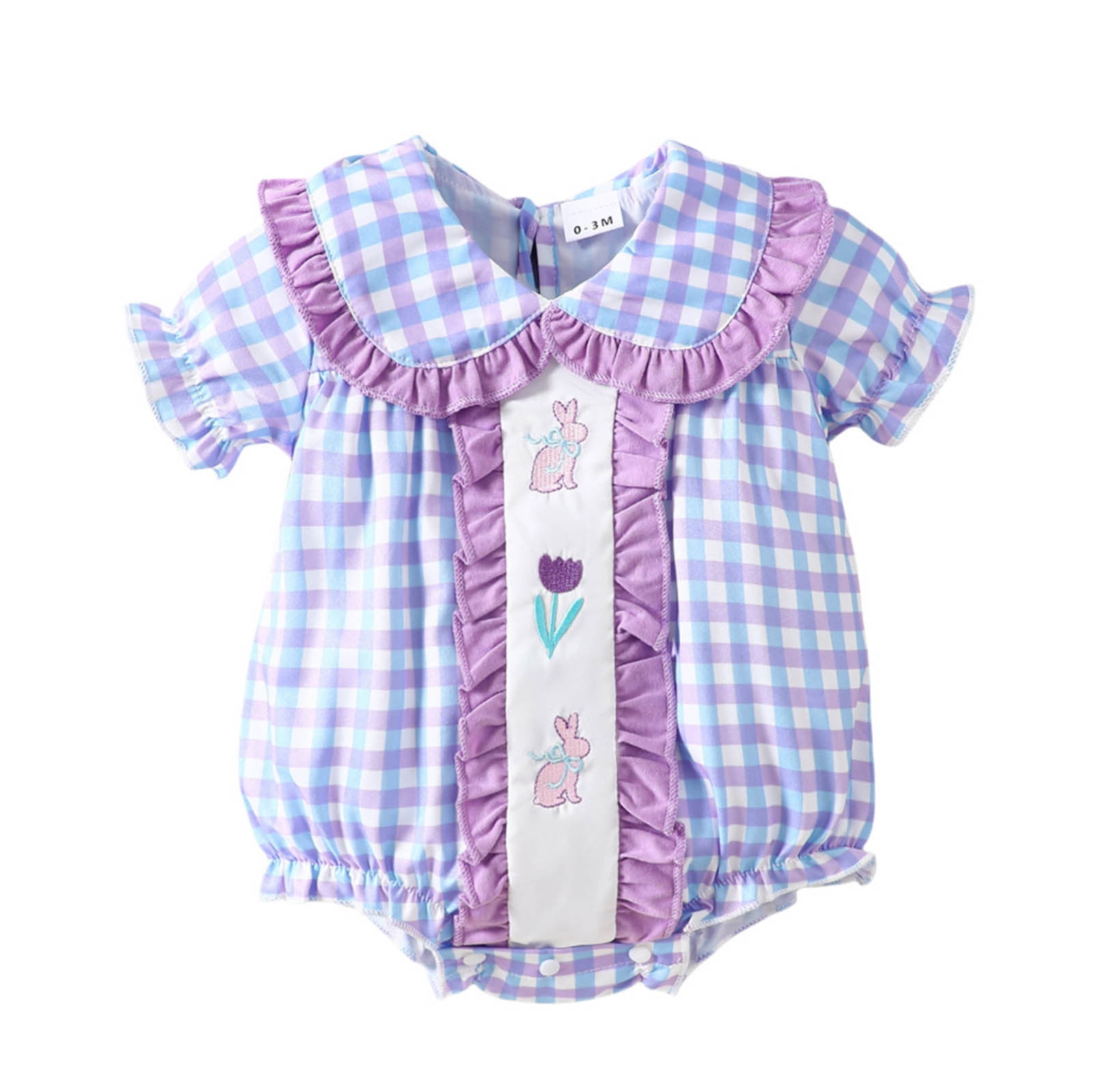 Girls Jumpsuit Girls Short Sleeve Floral Prints Romper Ruffles Bodysuits Toddler Girl Outfit 6 Months-12 Months