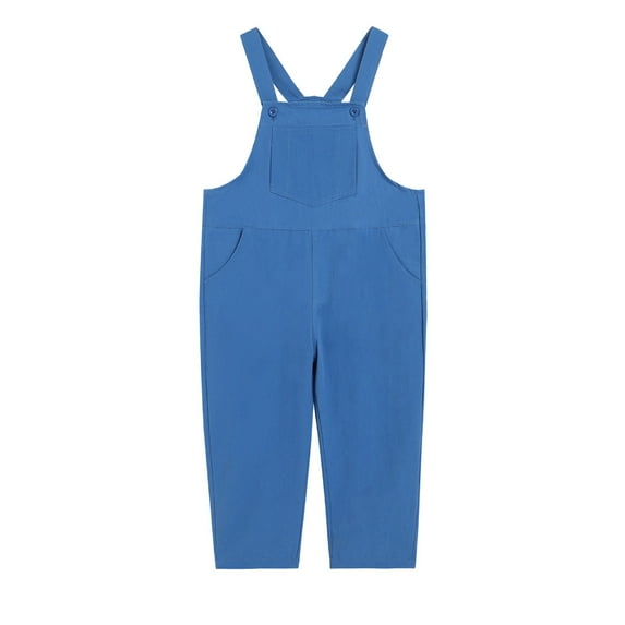 Girls Jumpsuit Kids Toddler Girls Solid Overalls Sleeveless Adjustable Jumpsuits Loose Fit Casual Romper with Pockets Toddler Overalls Blue 2 Years-3 Years