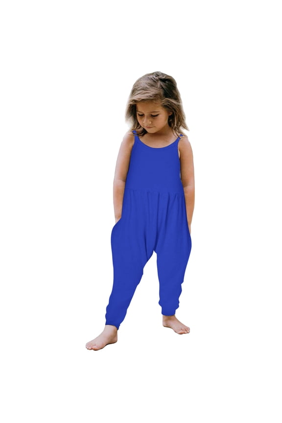 Girls Jumpsuit Multi Side Pocket Elastic Waist Cargo Casual Shorts for Kids Boys Designed for Hiking Camping Backyard Adventure and Daily Play Blue 120