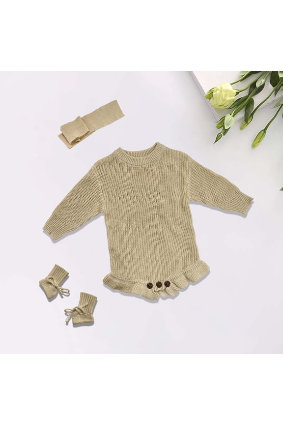 Girls Jumpsuit Size Newborn Kids Long Sleeve Round Neck Solid Hand Embroidered Knit Romper Customizable Name Wear Baby Rompers Girl