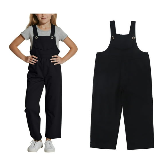 Girls Jumpsuit Sleeveless Black Overalls with Side Pockets Summer Outfits for Girls Cute Outfits for Girls 9-10 Years Girls Fashion