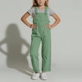 thumbnail image 1 of Girls Jumpsuit Sleeveless Green Overalls with Side Pockets Toddler Girl Summer Clothes Girl Clothes 15-16 Years Girls Fashion, 1 of 4