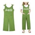 thumbnail image 1 of Girls Jumpsuit Sleeveless Green with Pockets Summer Clothes for Teens Cute Teen Clothes 11-12 Years Girls Fashion, 1 of 5