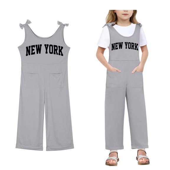 Girls Jumpsuit Sleeveless Grey Loose Rompers Girls Summer Outfits Girls Outfits Size 13-14 Years Girls Fashion