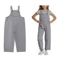 thumbnail image 1 of Girls Jumpsuit Sleeveless Grey Overalls with Side Pockets Toddler Girl Summer Outfits Tween Girls Trendy Clothes 1-2 Years Girls Fashion, 1 of 5