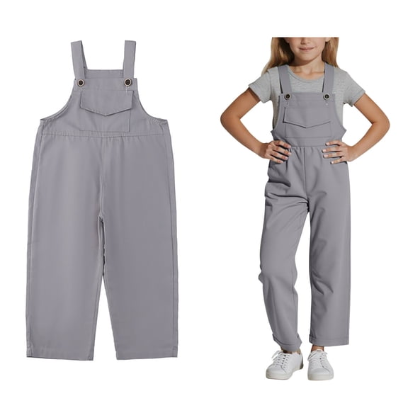 Girls Jumpsuit Sleeveless Grey Overalls with Side Pockets Toddler Girl Summer Outfits Tween Girls Trendy Clothes 1-2 Years Girls Fashion