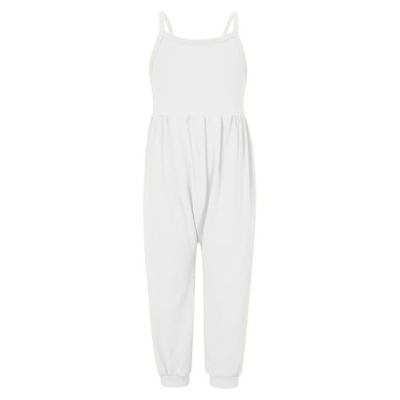 Girls Jumpsuit Sleeveless Jumpsuits Rompers for Girls Casual V Neck Strap Rompers with Pockets Tween Girls Trendy Clothes 4-5 Y