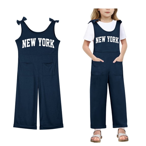 Girls Jumpsuit Sleeveless Navy Loose Rompers Summer Clothes for Girls Tween Girls Trendy Clothes 9-10 Years Girls Fashion