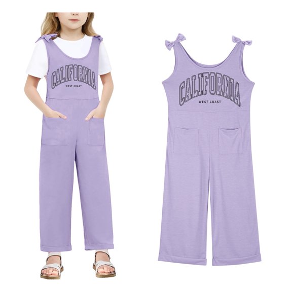 Girls Jumpsuit Sleeveless Purple Loose Rompers Toddler Girl Summer Outfits Girls Outfits Size 9-10 Years Girls Fashion