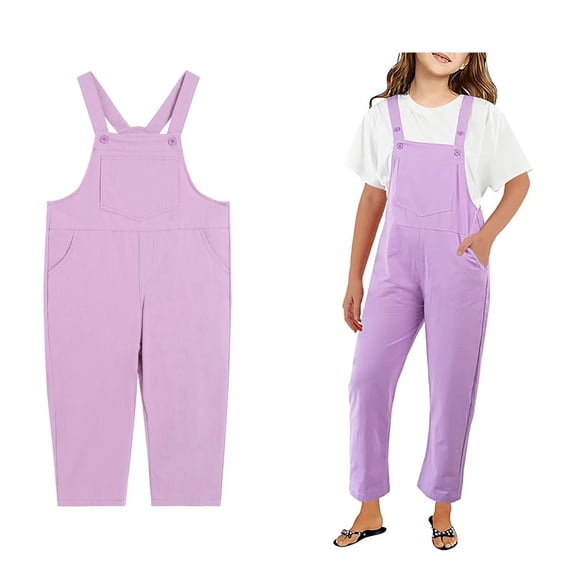 Girls Jumpsuit Sleeveless Purple Rompers with Pockets Girls Summer Clothes Girl Clothes 3-4 Years Girls Fashion