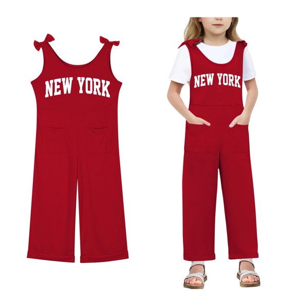 Girls Jumpsuit Sleeveless Red Loose Rompers Summer Outfits for Girls Girls Outfit 5-6 Years Girls Fashion