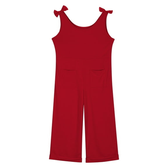 Girls Jumpsuit Sleeveless Red with Pockets Toddler Girl Summer Clothes Girls' Fashion 9-10 Years Girls Fashion