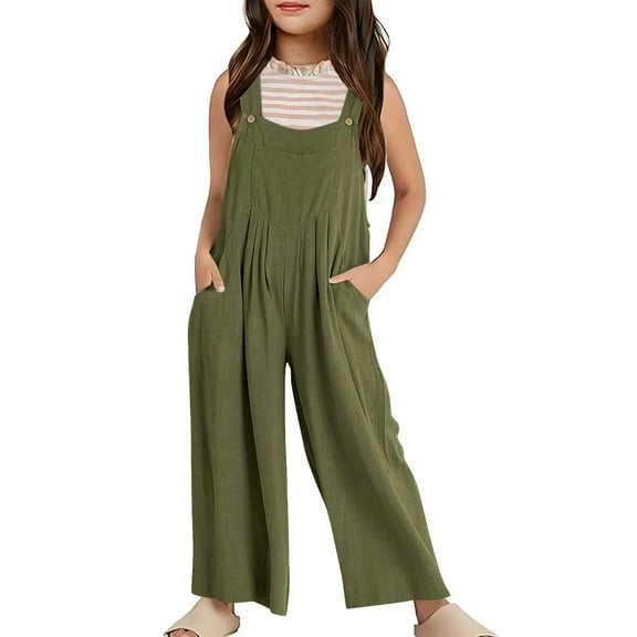 Girls Jumpsuit Sleeveless Summer Clothes For Girls Loose Rompers Girls Fashion 9-10 Years