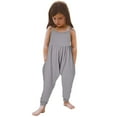 thumbnail image 1 of Girls Jumpsuit Sleeveless Summer Rompers for Girls Casual V Neck Suspender Rompers with Pockets Cute Outfits for Girls 4-5 Y, 1 of 3