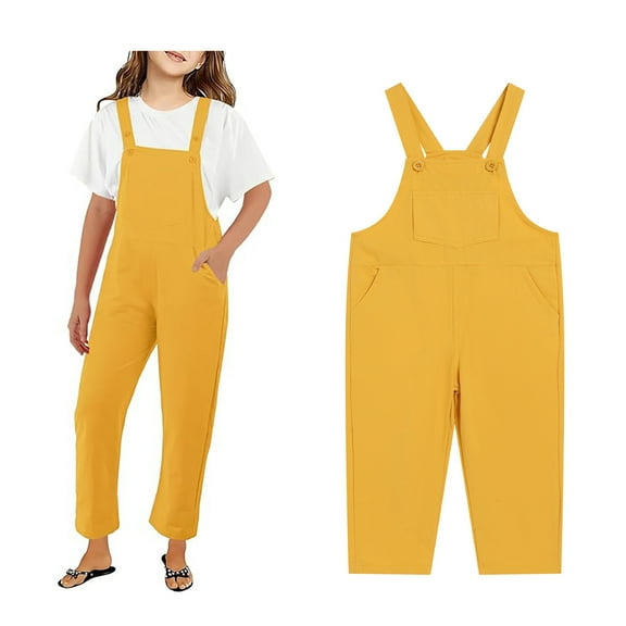 Girls Jumpsuit Sleeveless Yellow Loose Rompers Toddler Girl Summer Outfits Outfits for Girls 2-3 Years Girls Fashion