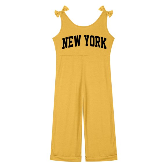 Girls Jumpsuit Sleeveless Yellow Rompers with Pockets Toddler Girl Summer Outfits Outfits for Girls 7-8 Years Girls Fashion