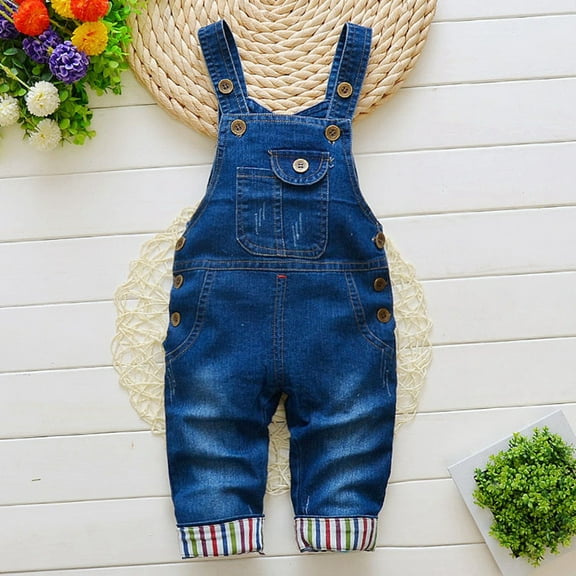 Girls Jumpsuit Toddler Kids Thin Breathable Solid Shortalls Soft Comfort Casual Denim Overalls with Adjustable Straps Baby Rompers Blue 6 Months-12 Months