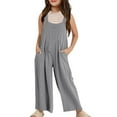 thumbnail image 1 of Girls Jumpsuits Casual Sleeveless Wide Leg Jumpsuit Kids Overalls Girls with Pockets Kids Pants for Girls 9-10 Years, 1 of 7