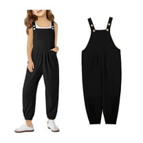 Girls Jumpsuits Overalls Black Overalls with Side Pockets Summer Clothes for Girls Girls Jumpsuits Size 9-10 Years Girls Fashion