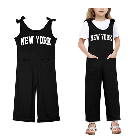 Girls Jumpsuits Overalls Black with Pockets Toddler Girl Summer Clothes Girls Fashion 7-8 Years Girls Fashion