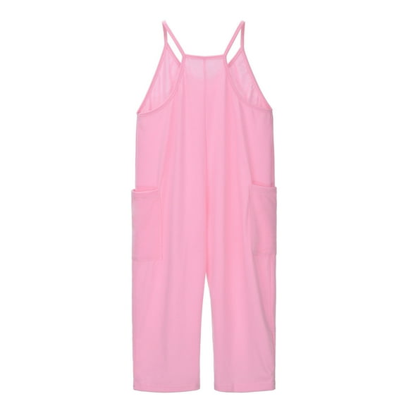 Girls Jumpsuits Overalls Cute Summer Clothes Rompers With Pockets Adjustable Wide Leg Jumpsuit Girl Clothes 6-7 Years
