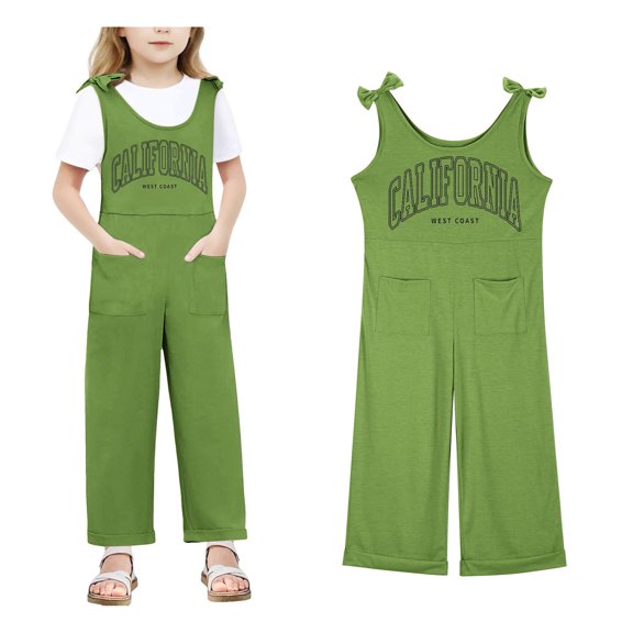 Girls Jumpsuits Overalls Green Loose Rompers Girls Summer Outfits Cute Outfits for Girls 11-12 Years Girls Fashion