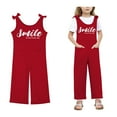 thumbnail image 1 of Girls Jumpsuits Overalls Red with Pockets Girls Summer Outfits Preppy Clothes 7-8 Years Girls Fashion, 1 of 5