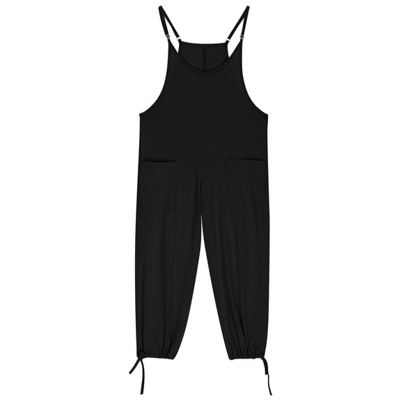 Girls Sleeveless Jumpsuit Summer Rompers For Girls Adjustable Wide Leg Jumpsuit with Pockets Cute Outfits For Girls 5-6 Y