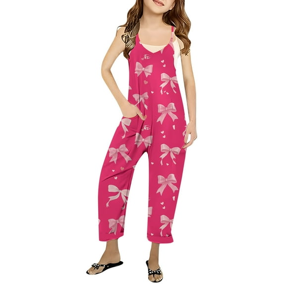 Girls Jumpsuits Overalls Summer Outfits For Girls Loose Rompers Bowknot Cute Outfits For Girls