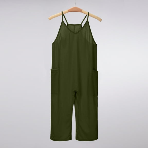 Girls' Jumpsuits Rompers Army Green Loose Rompers Cute Summer Clothes Cute Clothes 12-13 Years Girls Fashion