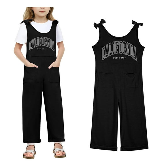 Girls' Jumpsuits Rompers Black Loose Rompers Summer Outfits for Girls Kids Clothes Girls Size 7-8 Years Girls Fashion