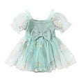 thumbnail image 1 of Girls' Jumpsuits Rompers Fairy Princess Jumpsuit Floral Embroidery Mesh Patchwork Party Photo Onesies Green 6 Months-12 Months, 1 of 7