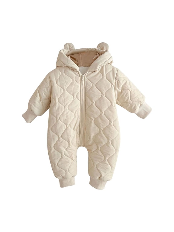 Girls' Jumpsuits & Rompers Fashion Girl and Boy Children' Casual Long Sleeved Warm Round Neck Jumpsuit New Casual Winter Jumpsuits White 3 Months