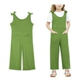 thumbnail image 1 of Girls' Jumpsuits Rompers Green Overalls with Side Pockets Summer Clothes for Teens Girls Jumpsuits Size 9-10 Years Girls Fashion, 1 of 6