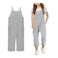 thumbnail image 1 of Girls' Jumpsuits Rompers Grey Rompers with Pockets Summer Clothes for Teens Girl Clothes 10-11 Years Girls Fashion, 1 of 8