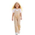 thumbnail image 1 of Girls' Jumpsuits Rompers Khaki Overalls with Side Pockets Summer Clothes for Teens Girls Clothes Size 4-5 Years Girls Fashion, 1 of 8