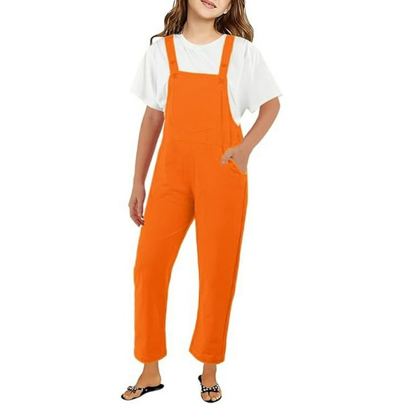 Girls' Jumpsuits Rompers Orange Loose Rompers Girls Summer Outfits Girls Jumpsuits Size 2-3 Years Girls Fashion