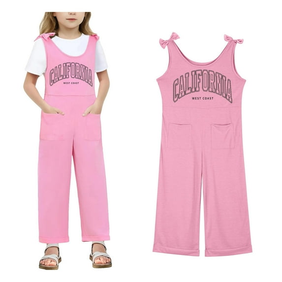 Girls' Jumpsuits Rompers Pink Rompers with Pockets Toddler Girl Summer Outfits Girls Outfit 9-10 Years Girls Fashion