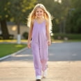 thumbnail image 1 of Girls' Jumpsuits Rompers Purple Overalls with Side Pockets Summer Clothes for Teens Cute Clothes for Girls 4-5 Years Girls Fashion, 1 of 4