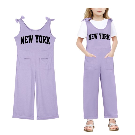Girls' Jumpsuits Rompers Purple Rompers with Pockets Cute Summer Clothes Preppy Clothes 5-6 Years Girls Fashion