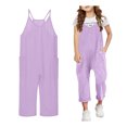 thumbnail image 1 of Girls' Jumpsuits & Rompers Spaghetti Strap Loose Overalls Long Pants with Pockets Kids Summer Outfits 6-7 Years, 1 of 2