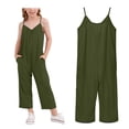 thumbnail image 1 of Girls' Jumpsuits & Rompers Spaghetti Strap Loose Romper Long Pants with Pockets Little Girls Clothes 4-5 Years, 1 of 8